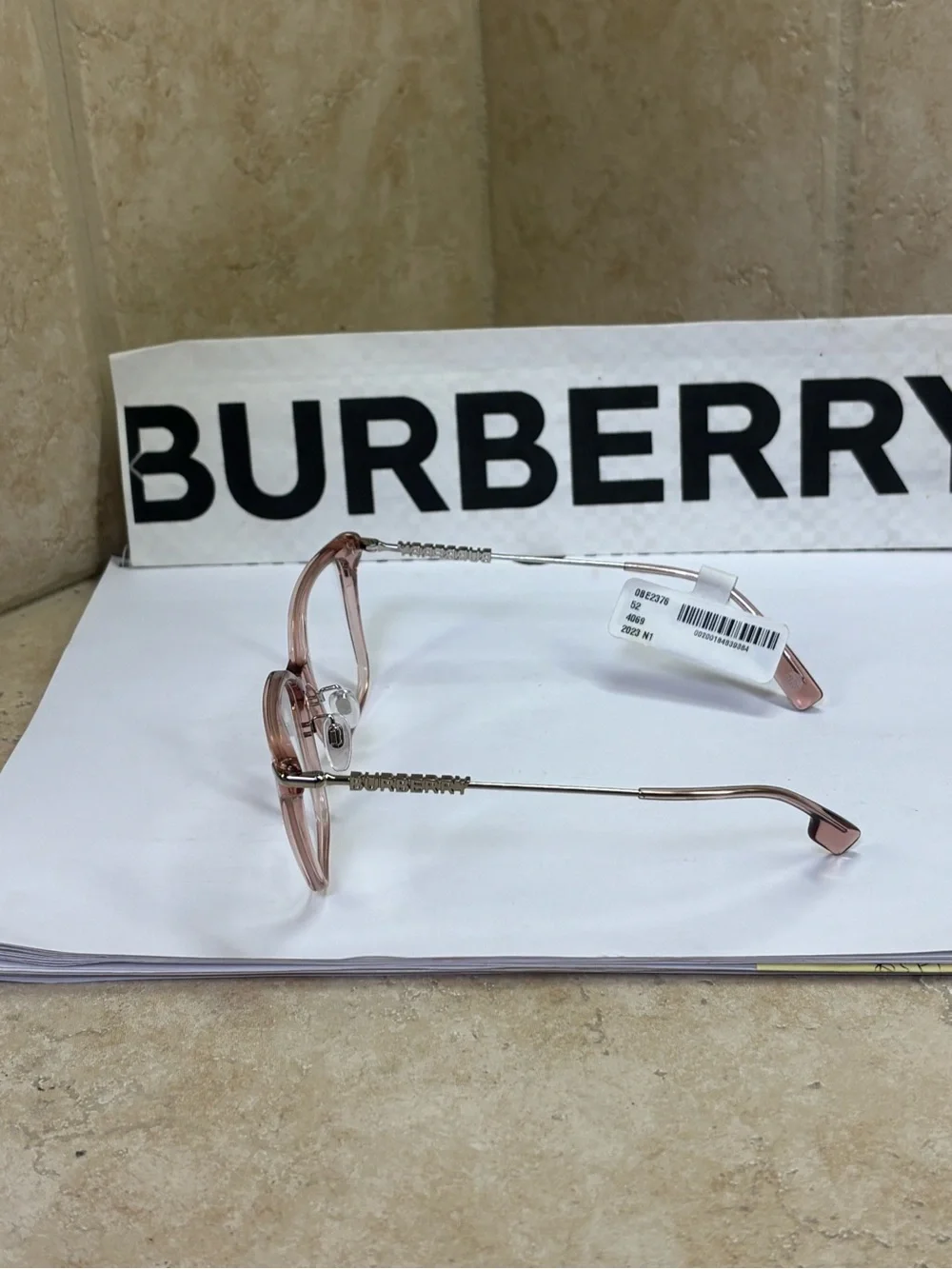 New Old Stock Burberry BE2376 4069 Blush Pink Square Optical Frames